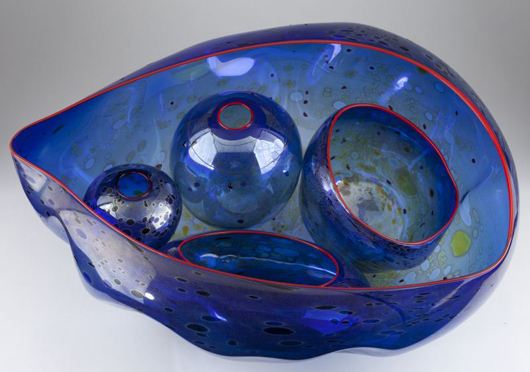 Dale Chihuly five-piece glass Seaforms set: $12,075. Image courtesy of Leland Little Auction & Estate Sales Ltd.